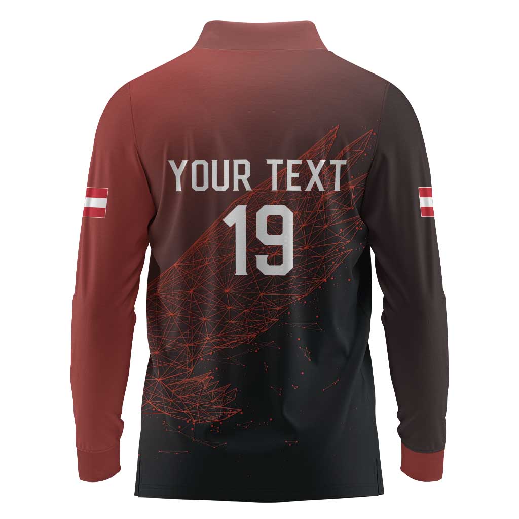 Custom World Football 2026 Austria Long Sleeve Polo Shirt Das Team Go Champions Red Version