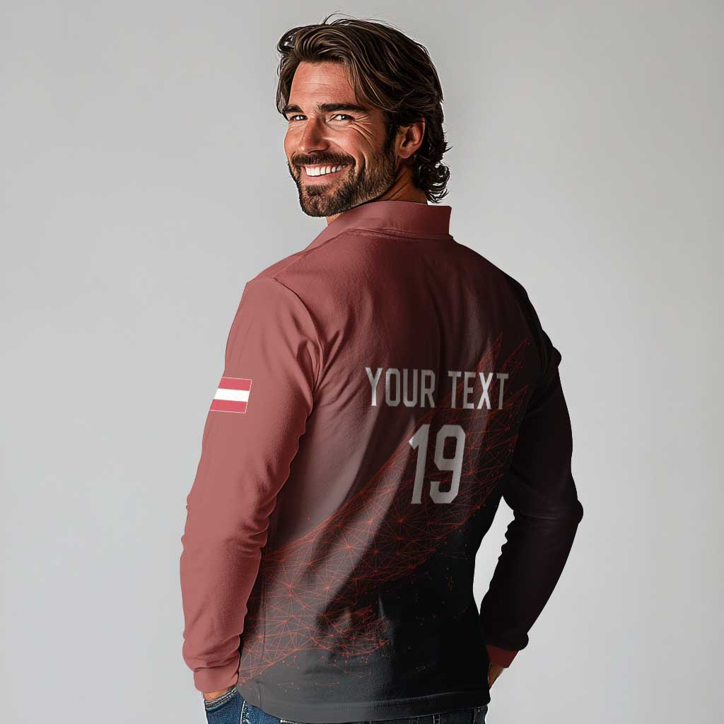 Custom World Football 2026 Austria Long Sleeve Polo Shirt Das Team Go Champions Red Version
