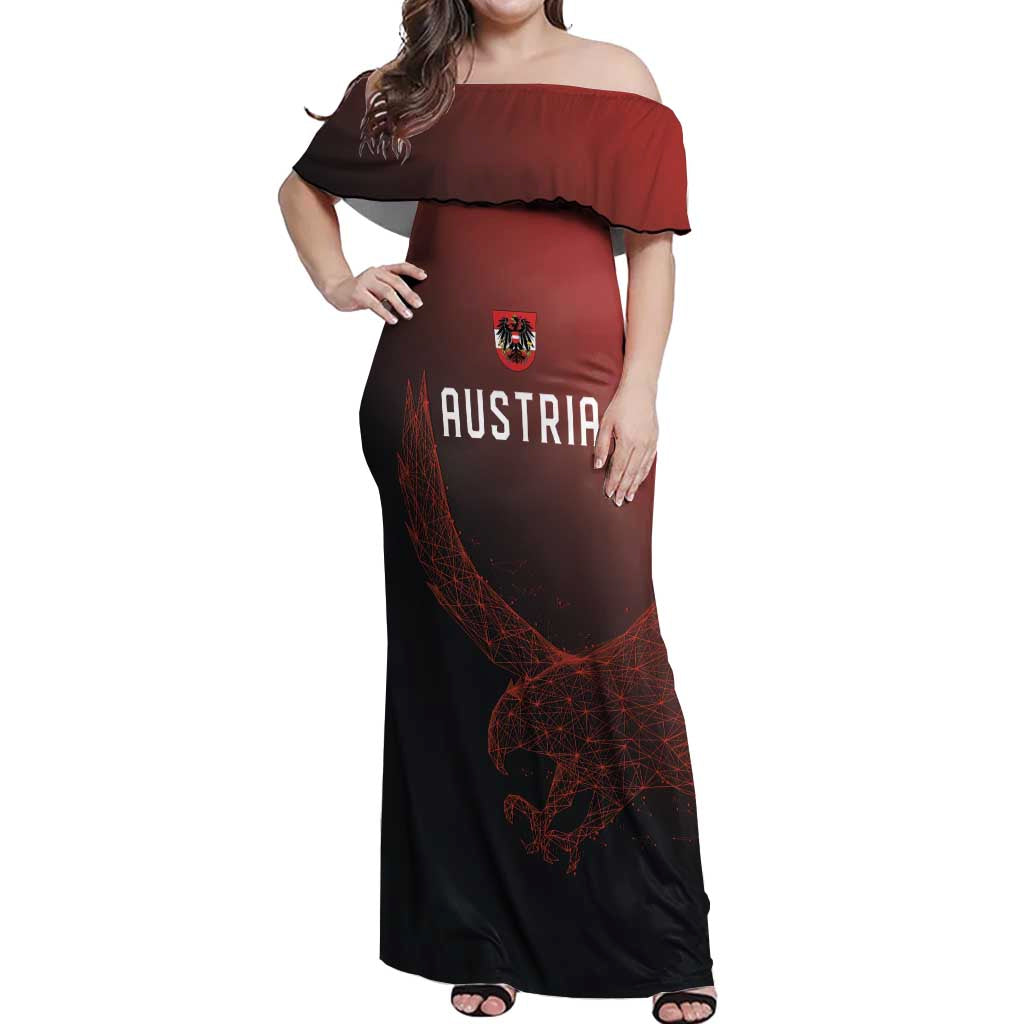 Custom World Football 2026 Austria Off Shoulder Maxi Dress Das Team Go Champions Red Version