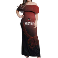 Custom World Football 2026 Austria Off Shoulder Maxi Dress Das Team Go Champions Red Version