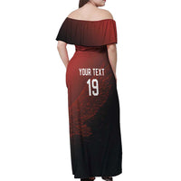 Custom World Football 2026 Austria Off Shoulder Maxi Dress Das Team Go Champions Red Version