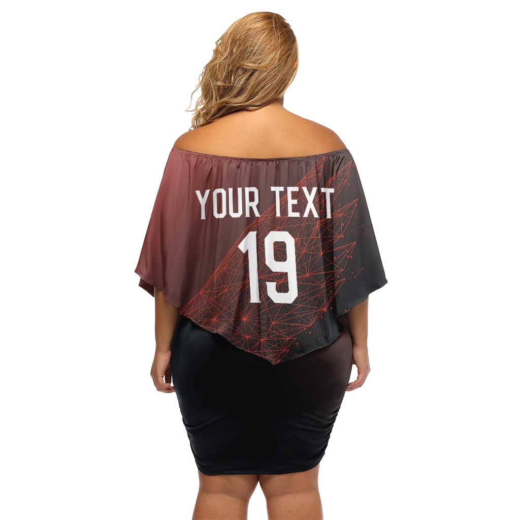 Custom World Football 2026 Austria Off Shoulder Short Dress Das Team Go Champions Red Version