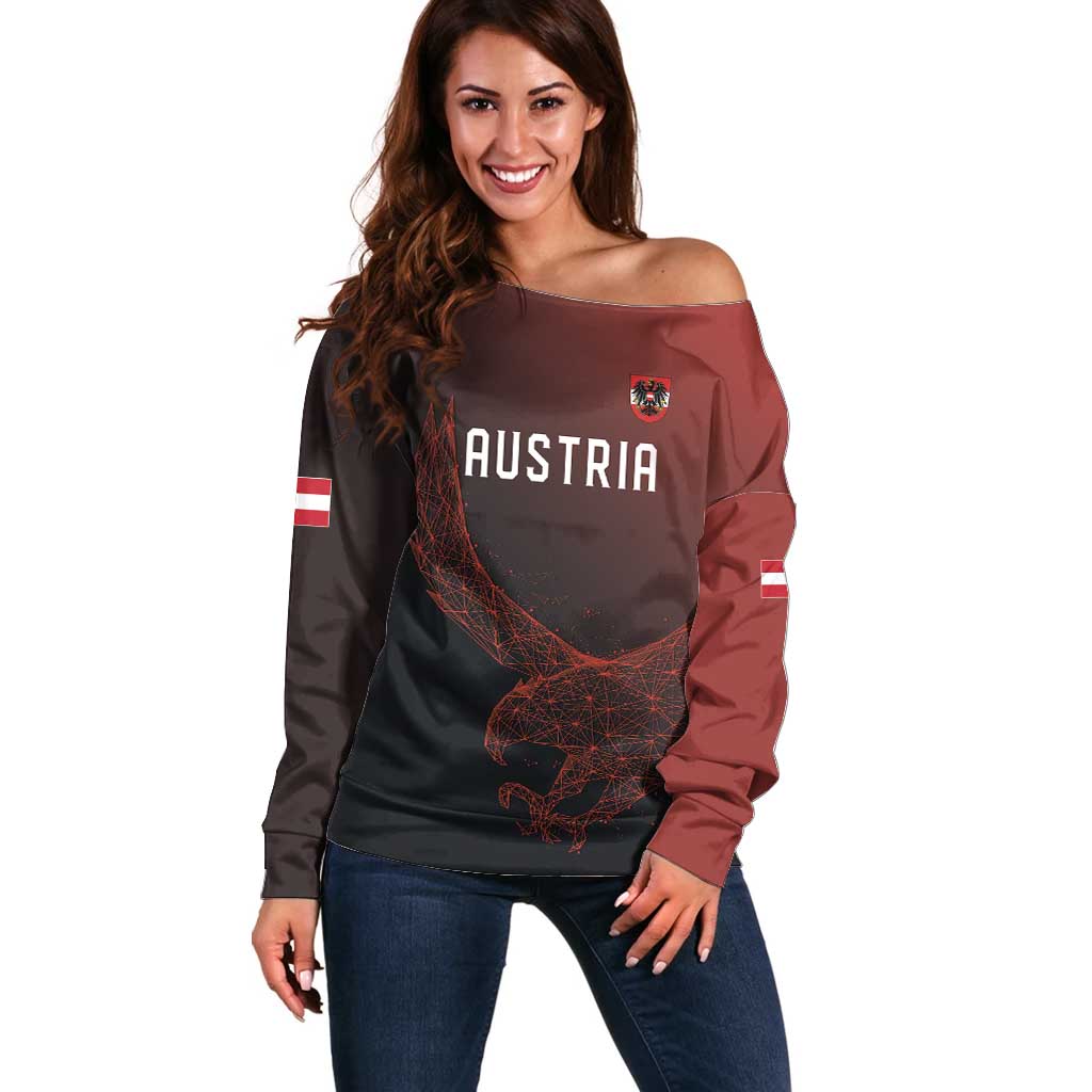 Custom World Football 2026 Austria Off Shoulder Sweater Das Team Go Champions Red Version