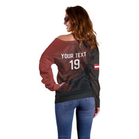 Custom World Football 2026 Austria Off Shoulder Sweater Das Team Go Champions Red Version