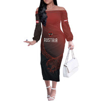 Custom World Football 2026 Austria Off The Shoulder Long Sleeve Dress Das Team Go Champions Red Version