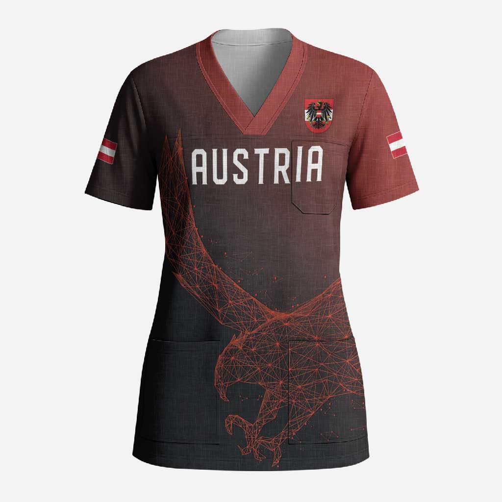 Custom World Football 2026 Austria Scrub Top Das Team Go Champions Red Version