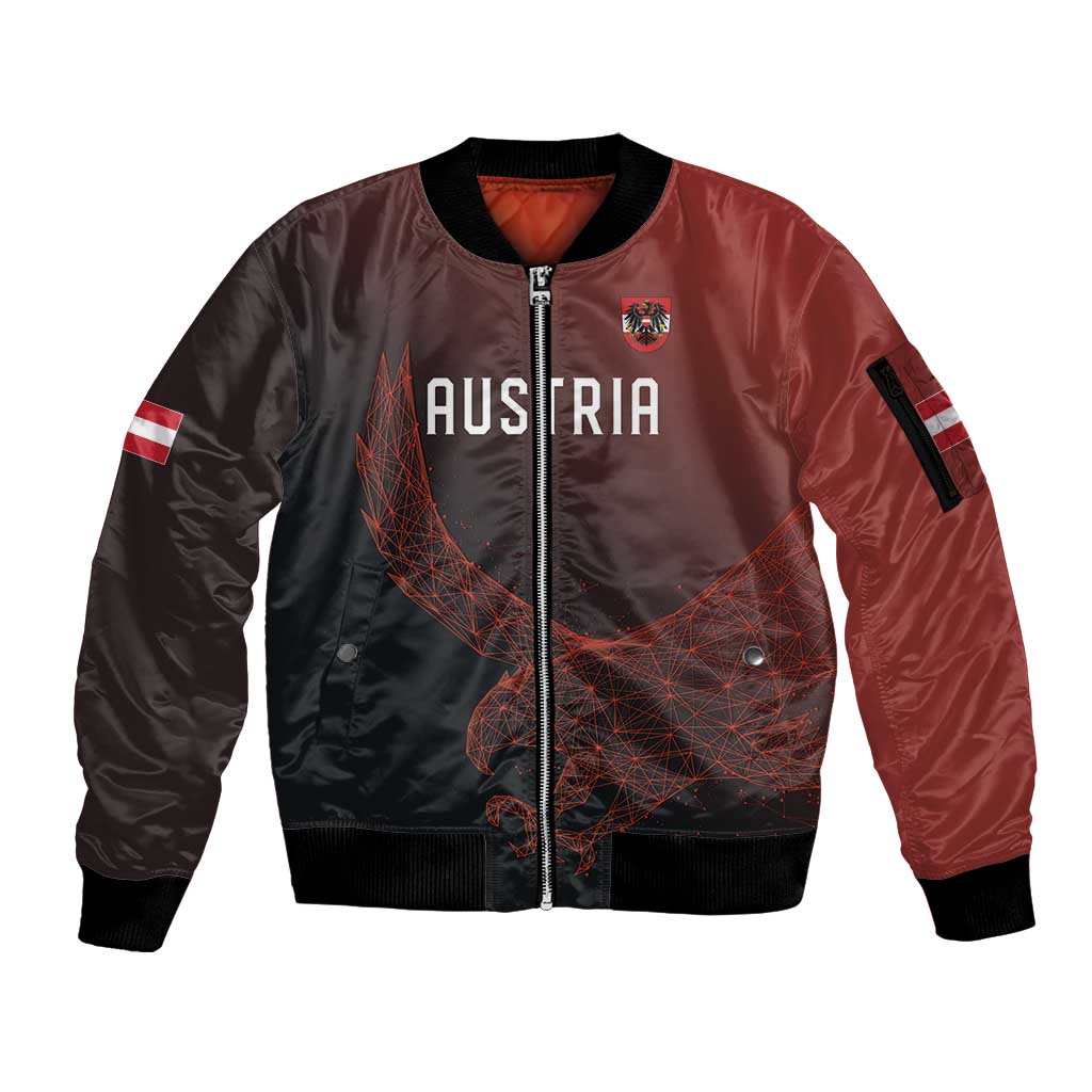 Custom World Football 2026 Austria Sleeve Zip Bomber Jacket Das Team Go Champions Red Version