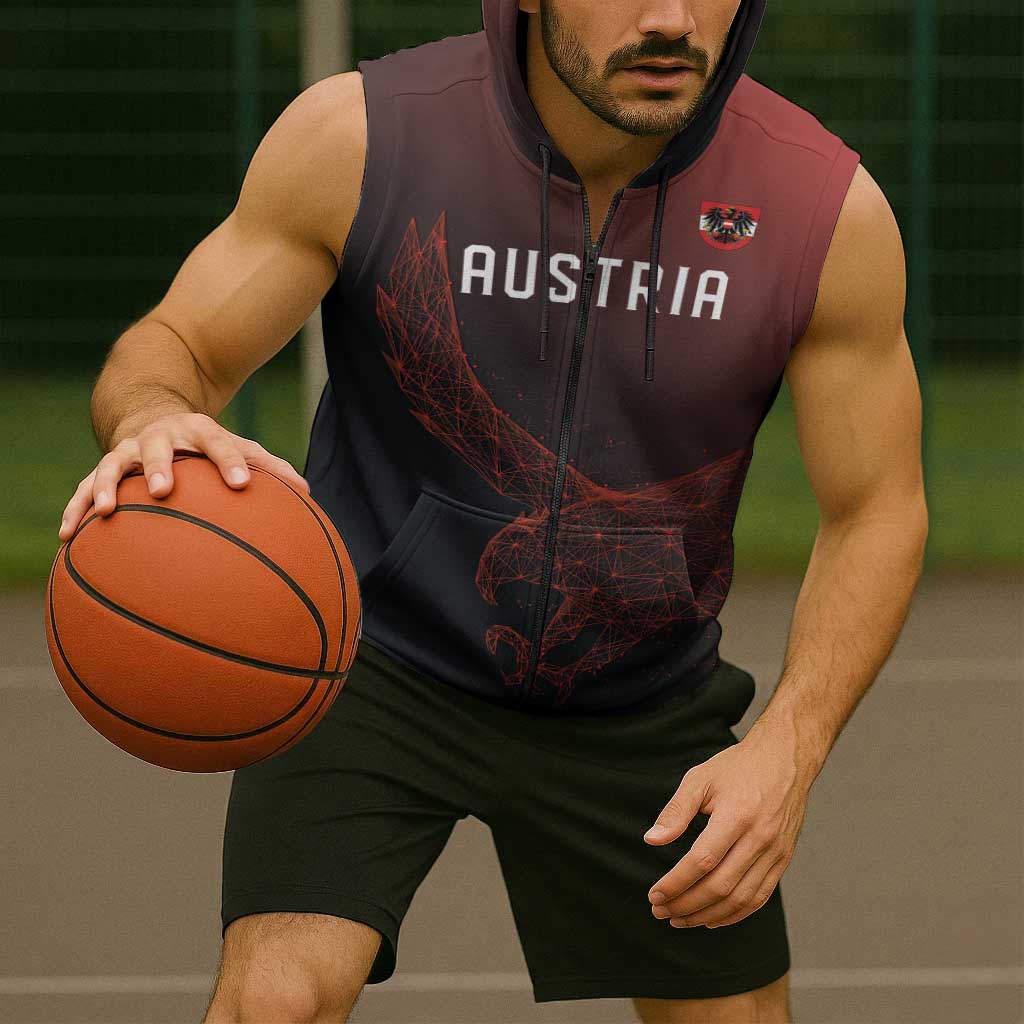 Custom World Football 2026 Austria Sleeveless Zip Hoodie Das Team Go Champions Red Version