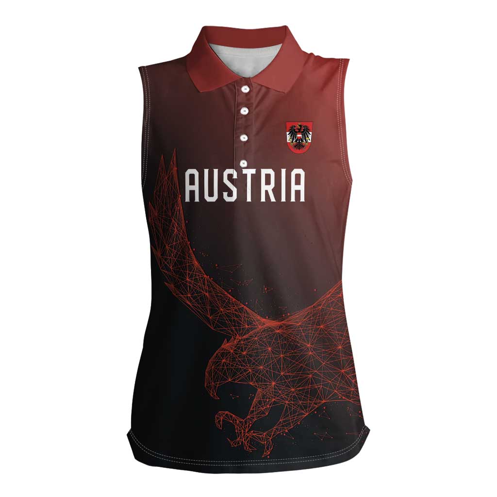 Custom World Football 2026 Austria Women Sleeveless Polo Shirt Das Team Go Champions Red Version