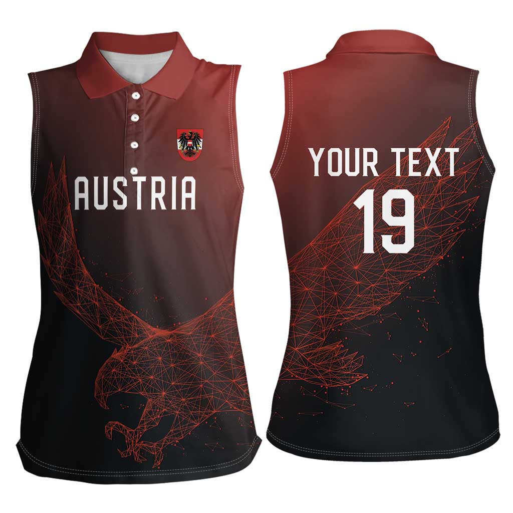 Custom World Football 2026 Austria Women Sleeveless Polo Shirt Das Team Go Champions Red Version