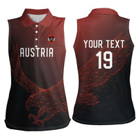 Custom World Football 2026 Austria Women Sleeveless Polo Shirt Das Team Go Champions Red Version