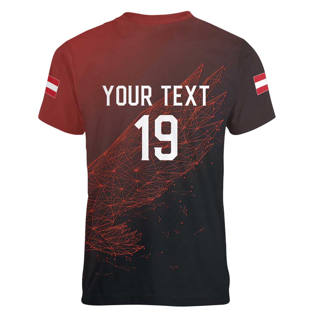Custom World Football 2026 Austria Women V-Neck T-Shirt Das Team Go Champions Red Version