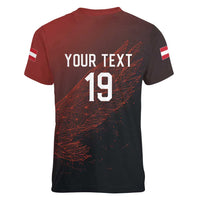 Custom World Football 2026 Austria Women V-Neck T-Shirt Das Team Go Champions Red Version