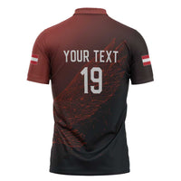 Custom World Football 2026 Austria Zipper Polo Shirt Das Team Go Champions Red Version