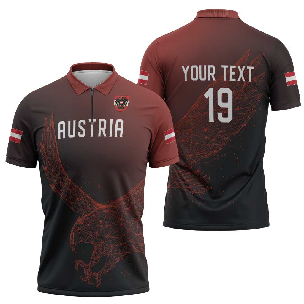 Custom World Football 2026 Austria Zipper Polo Shirt Das Team Go Champions Red Version