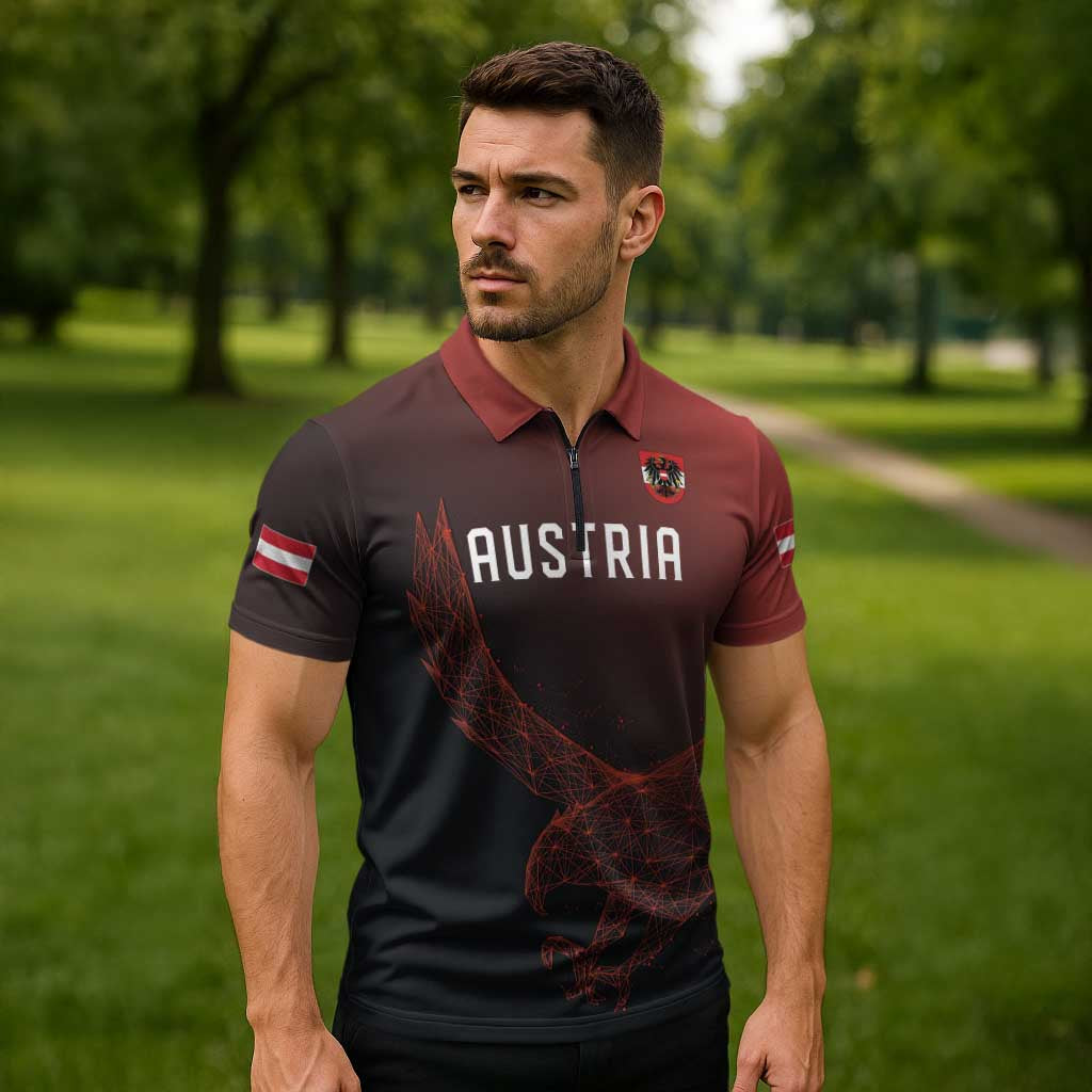 Custom World Football 2026 Austria Zipper Polo Shirt Das Team Go Champions Red Version