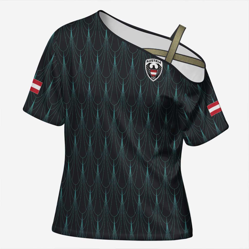 Custom World Football 2026 Austria Cross Shoulder Shirt Das Team Eagle Wing Style