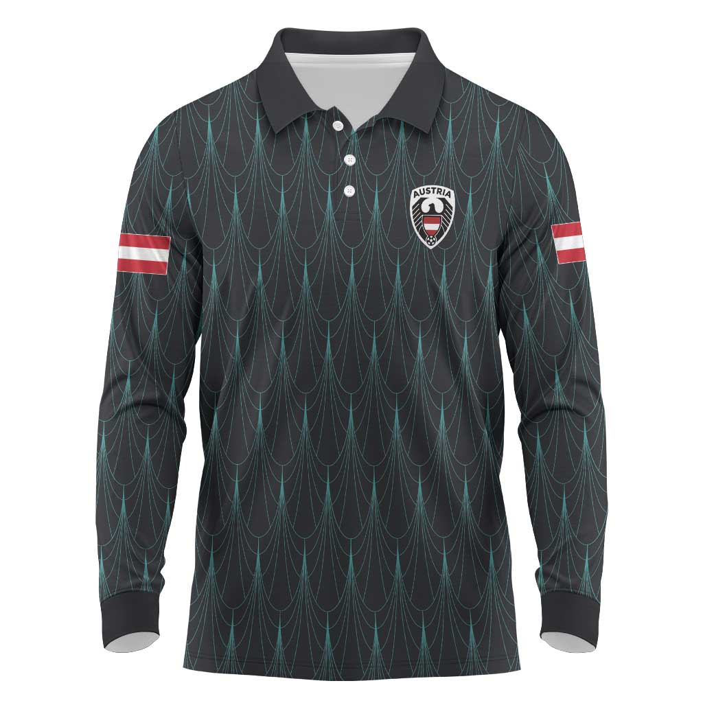 Custom World Football 2026 Austria Long Sleeve Polo Shirt Das Team Eagle Wing Style