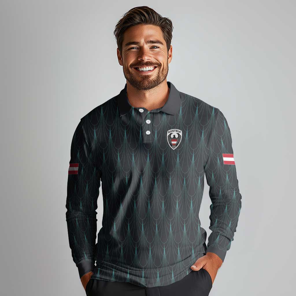 Custom World Football 2026 Austria Long Sleeve Polo Shirt Das Team Eagle Wing Style