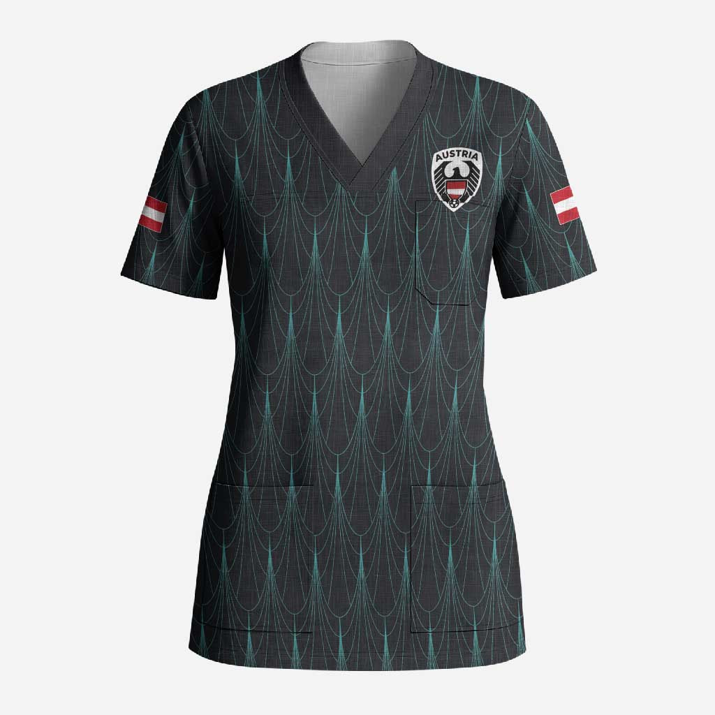 Custom World Football 2026 Austria Scrub Top Das Team Eagle Wing Style