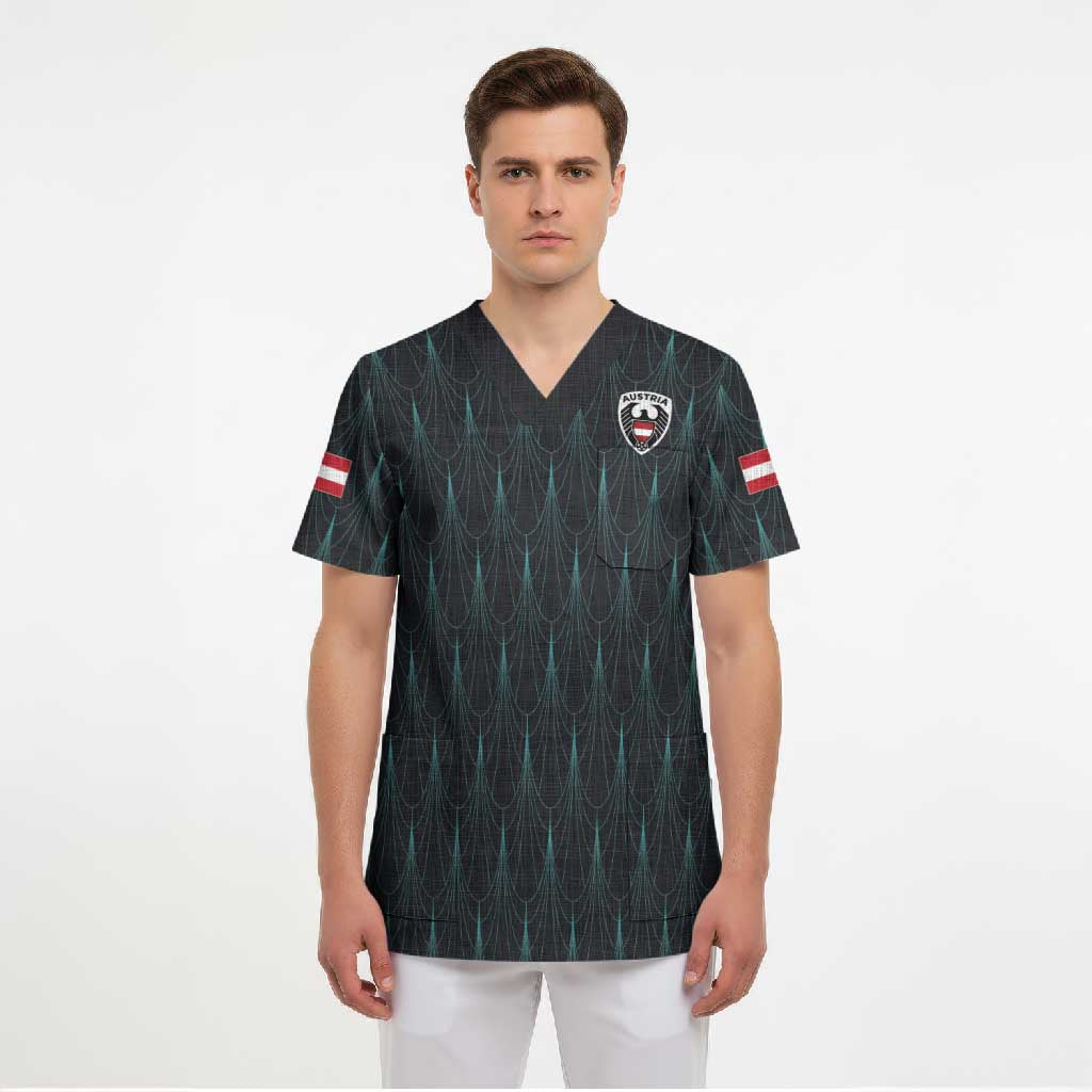 Custom World Football 2026 Austria Scrub Top Das Team Eagle Wing Style