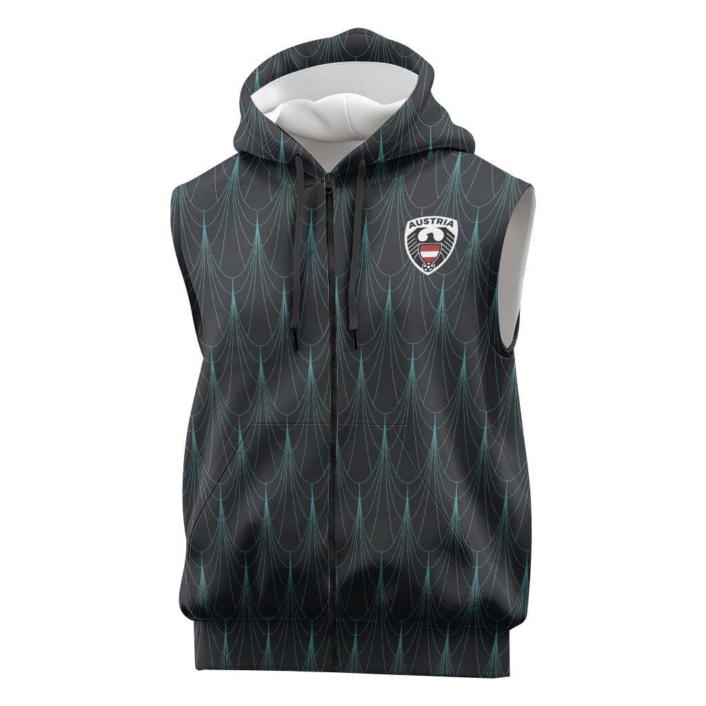 Custom World Football 2026 Austria Sleeveless Zip Hoodie Das Team Eagle Wing Style