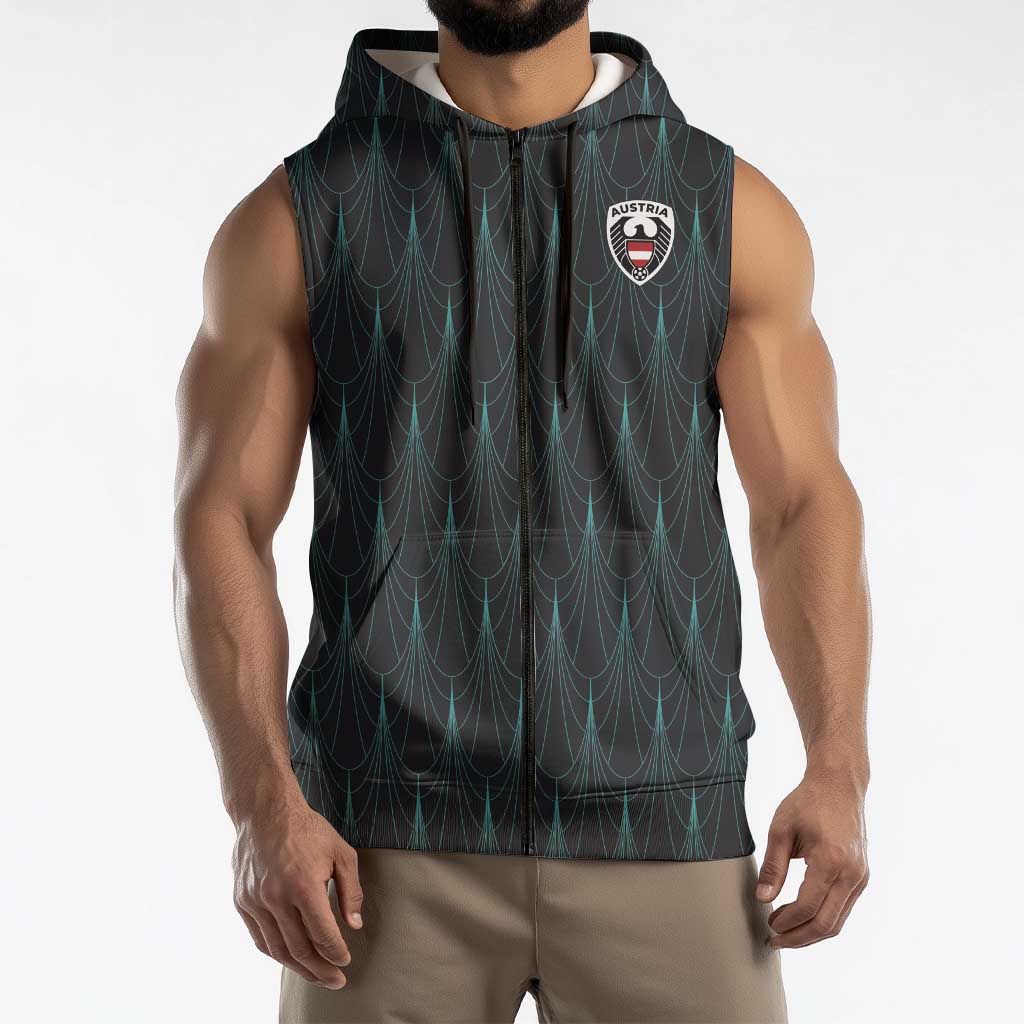 Custom World Football 2026 Austria Sleeveless Zip Hoodie Das Team Eagle Wing Style