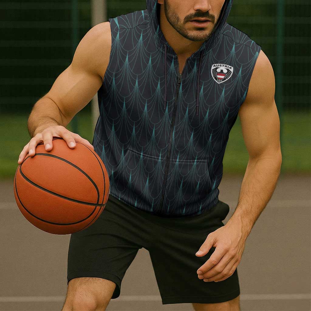 Custom World Football 2026 Austria Sleeveless Zip Hoodie Das Team Eagle Wing Style