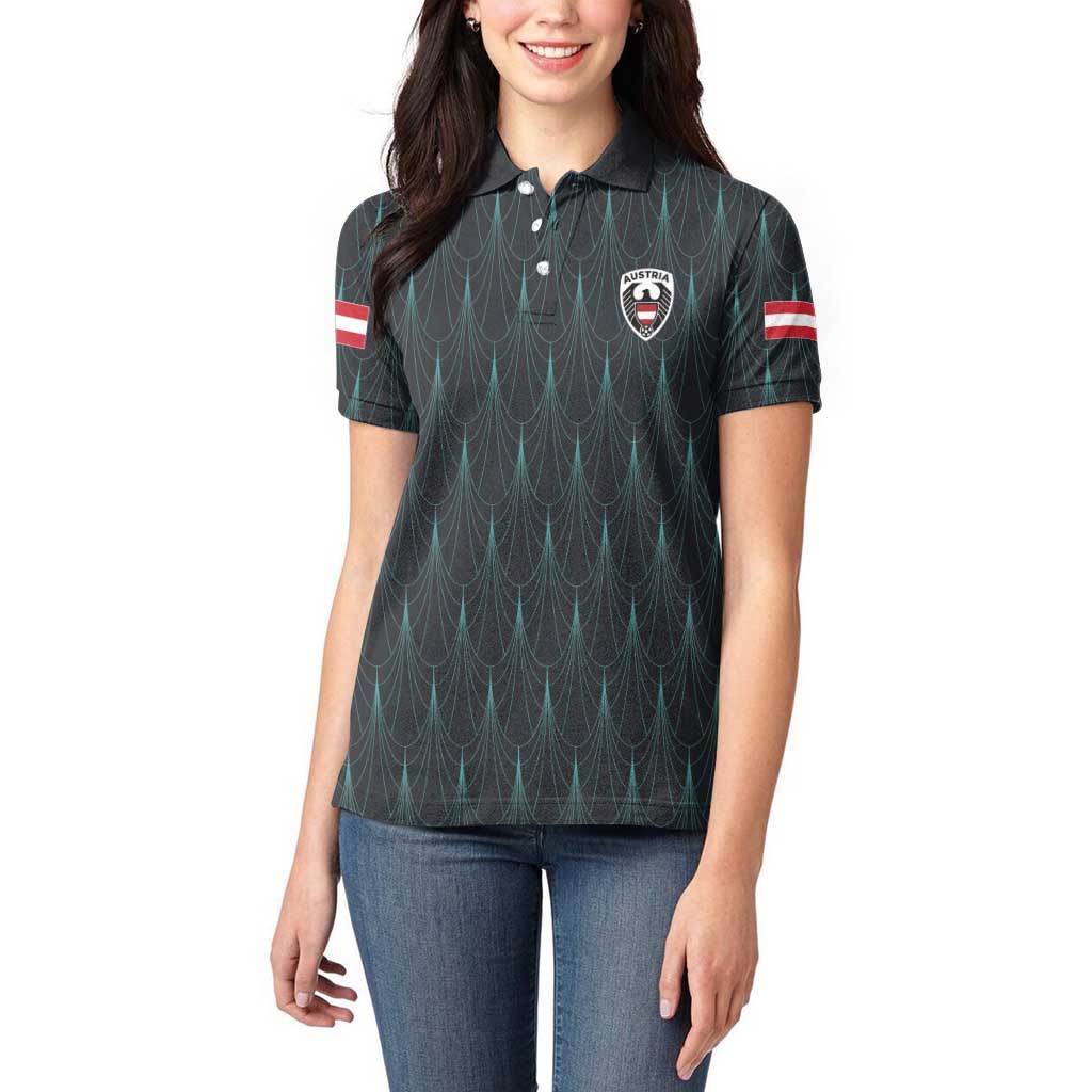 Custom World Football 2026 Austria Women Polo Shirt Das Team Eagle Wing Style