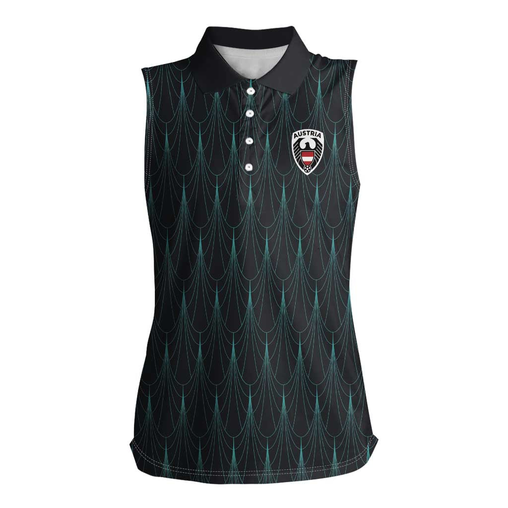 Custom World Football 2026 Austria Women Sleeveless Polo Shirt Das Team Eagle Wing Style