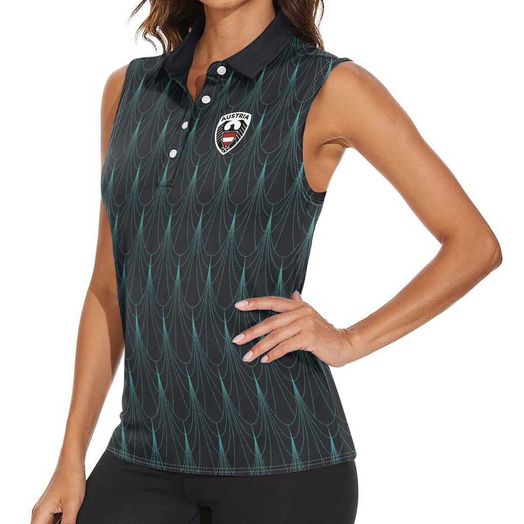 Custom World Football 2026 Austria Women Sleeveless Polo Shirt Das Team Eagle Wing Style