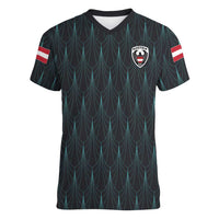 Custom World Football 2026 Austria Women V-Neck T-Shirt Das Team Eagle Wing Style