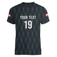 Custom World Football 2026 Austria Women V-Neck T-Shirt Das Team Eagle Wing Style