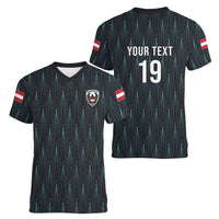 Custom World Football 2026 Austria Women V-Neck T-Shirt Das Team Eagle Wing Style