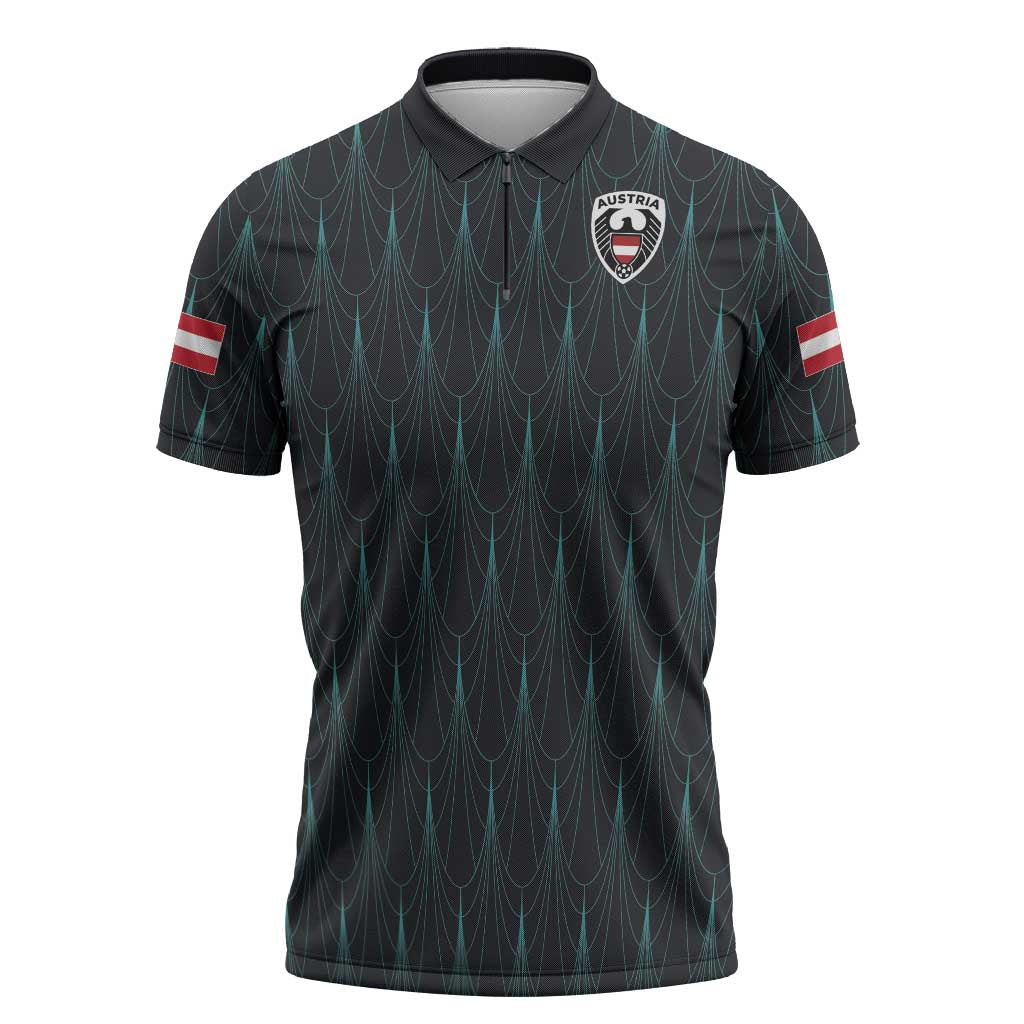 Custom World Football 2026 Austria Zipper Polo Shirt Das Team Eagle Wing Style