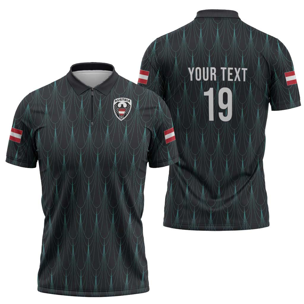Custom World Football 2026 Austria Zipper Polo Shirt Das Team Eagle Wing Style