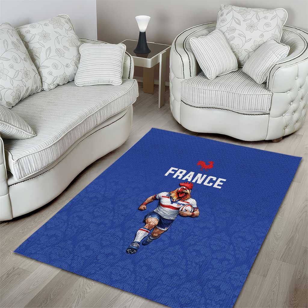 Rugby France Area Rug XV de France Gallic Rooster Mascot