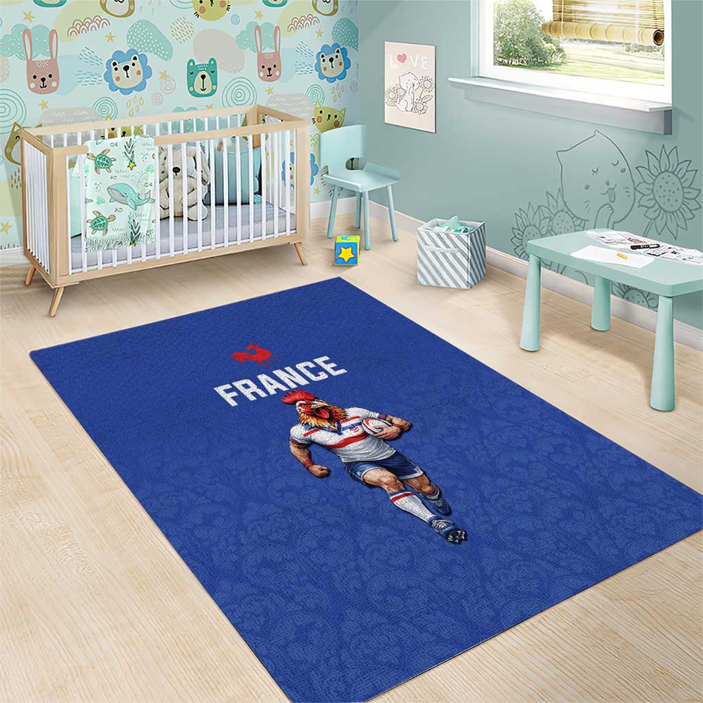 Rugby France Area Rug XV de France Gallic Rooster Mascot