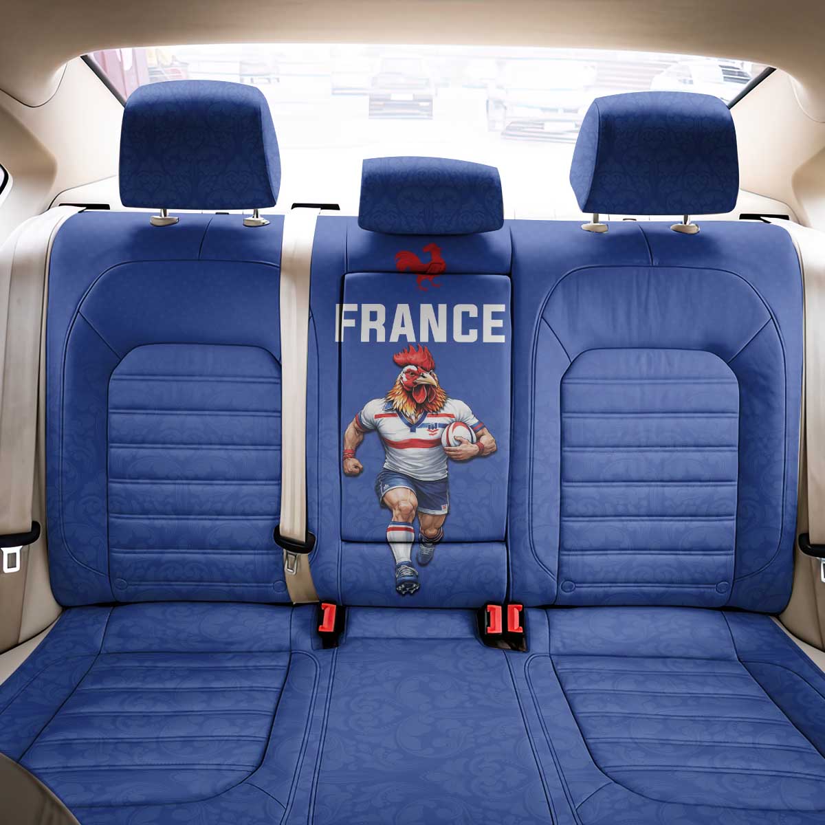 Rugby France Back Car Seat Cover XV de France Gallic Rooster Mascot