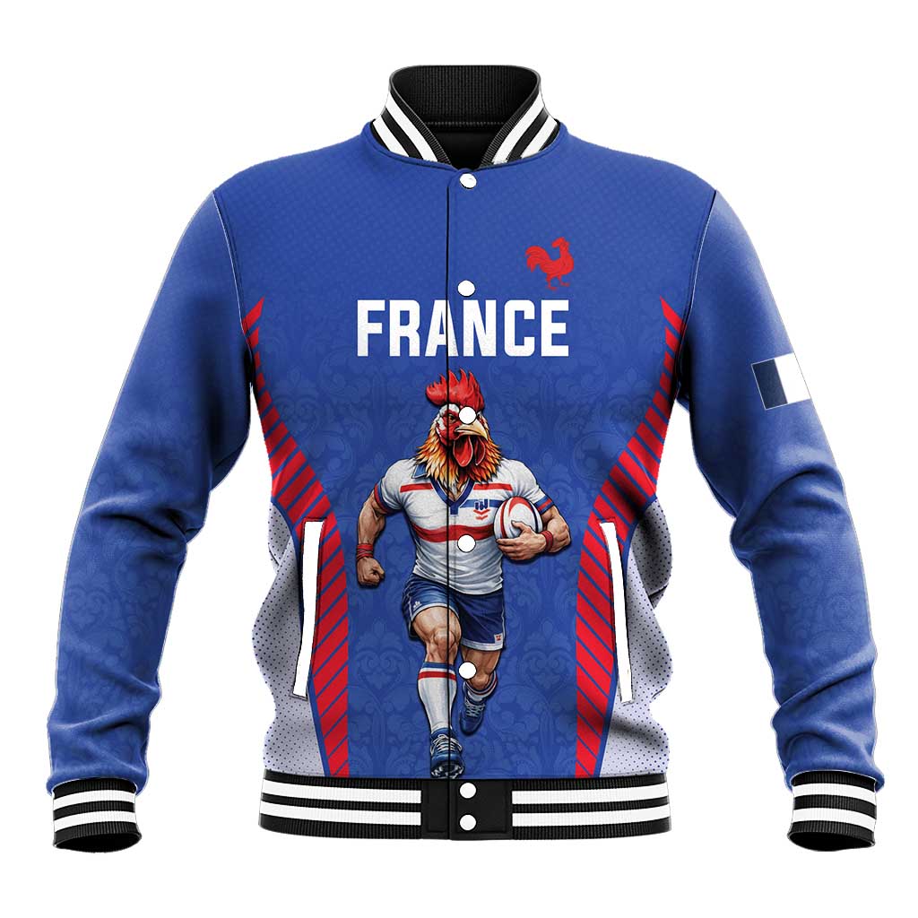 Custom Rugby France Baseball Jacket XV de France Gallic Rooster Mascot