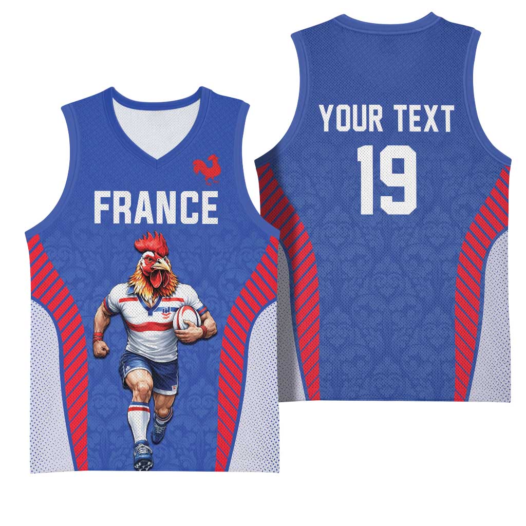 Custom Rugby France Basketball Jersey XV de France Gallic Rooster Mascot