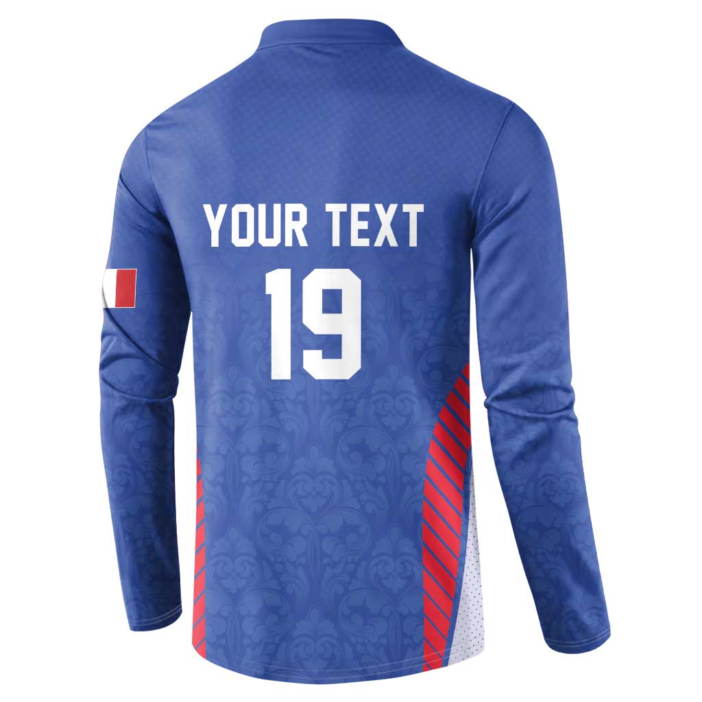 Custom Rugby France Button Sweatshirt XV de France Gallic Rooster Mascot