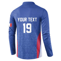 Custom Rugby France Button Sweatshirt XV de France Gallic Rooster Mascot