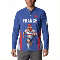 Custom Rugby France Button Sweatshirt XV de France Gallic Rooster Mascot