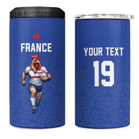 Custom Rugby France 4 in 1 Can Cooler Tumbler XV de France Gallic Rooster Mascot