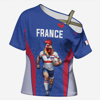 Custom Rugby France Cross Shoulder Shirt XV de France Gallic Rooster Mascot
