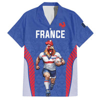 Custom Rugby France Hawaiian Shirt XV de France Gallic Rooster Mascot