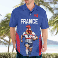 Custom Rugby France Hawaiian Shirt XV de France Gallic Rooster Mascot