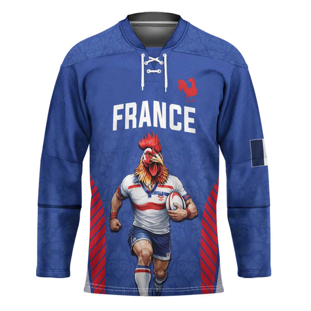 Custom Rugby France Hockey Jersey XV de France Gallic Rooster Mascot