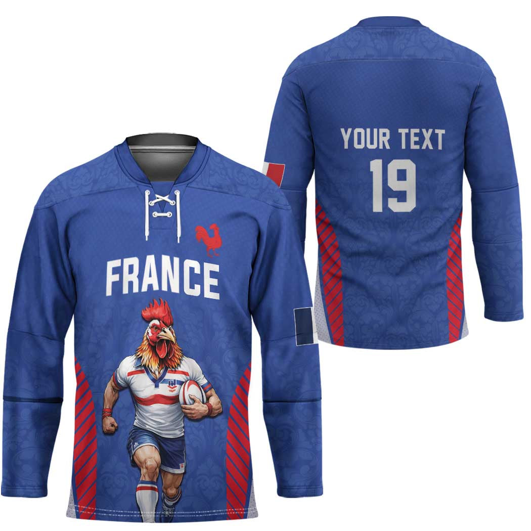 Custom Rugby France Hockey Jersey XV de France Gallic Rooster Mascot